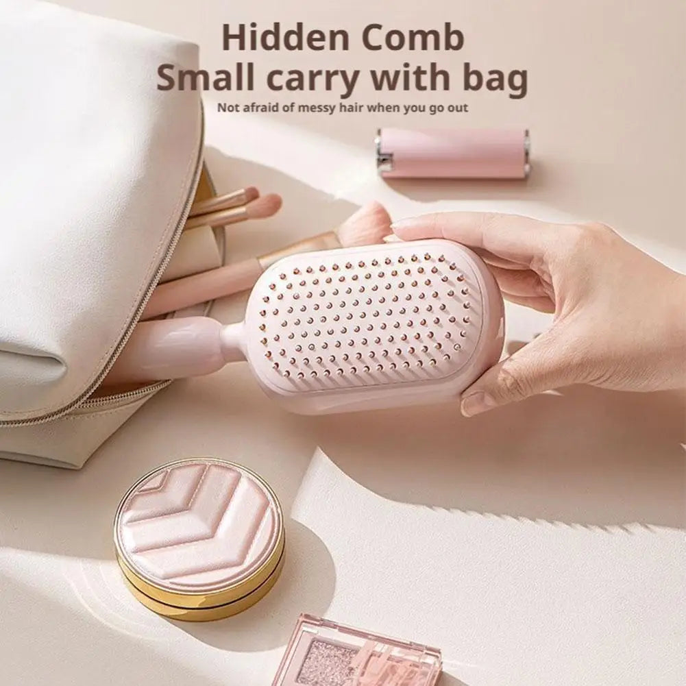 Self Cleaning Hair Comb Retractable Bristles anti Static Wet Dry Dual Use Airbag Massage Brush Barber Styling Tool