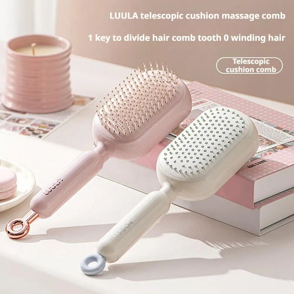 Self Cleaning Hair Comb Retractable Bristles anti Static Wet Dry Dual Use Airbag Massage Brush Barber Styling Tool